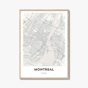 Impression de carte de Montréal, cadeau carte de Montréal, affiche de Montréal, oeuvre d'art de plan de la ville pour la maison et le bureau, Canada