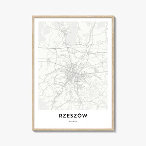 Impressão de mapa de Rzeszow, presente de mapa de Rzeszow, pôster de Rzeszow, arte de mapa da cidade para casa e escritório, Polônia