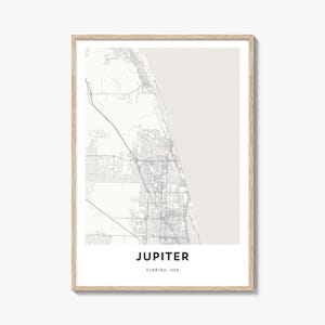 Stampa mappa di Giove, regalo mappa di Giove, poster di Giove, opera d&#39;arte mappa della città per casa e ufficio, Florida
