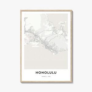 Honolulu Map Print: Hawaii City Map Artwork
