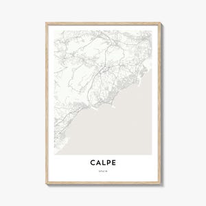 Karte von Calpe Print, Calpe Karte Geschenk, Calpe Poster, Stadt Karte Kunstwerk für Zuhause & für das Büro, Spanien