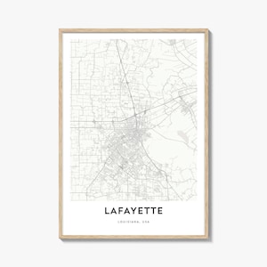 Lafayette Louisiana Map Print: Cityscape Home Decor
