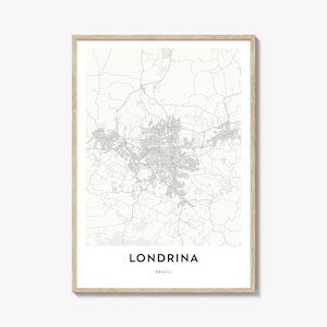 Impresión del mapa de Londrina, regalo del mapa de Londrina, póster de Londrina, obra de arte del mapa de la ciudad para el hogar y la oficina, Brasil