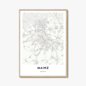 Map of Mainz Print, Mainz Map Gift, Mainz Poster, City Map Artwork for Home & Office, Germany