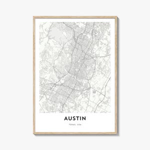 Austin Texas Map Print: Cityscape Home Decor