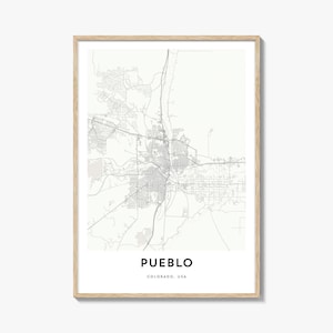 Pueblo Colorado Map Print: Cityscape Home Decor
