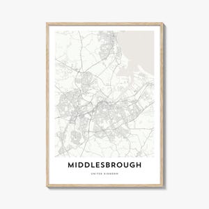 Map of Middlesbrough Print, Middlesbrough Map Gift, Middlesbrough Poster, City Map Artwork for Home & Office, United Kingdom
