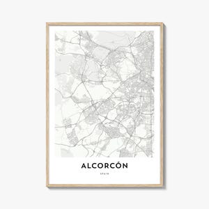 Impresión del mapa de Alcorcón, regalo del mapa de Alcorcón, póster de Alcorcón, obra de arte del mapa de la ciudad para el hogar y la oficina, España