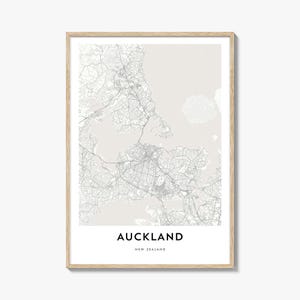 Impression de carte d'Auckland, cadeau de carte d'Auckland, affiche d'Auckland, oeuvre d'art de plan de la ville pour la maison et le bureau, Nouvelle-Zélande