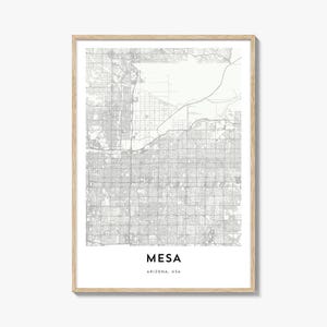 Map of Mesa Print, Mesa Map Gift, Mesa Poster, City Map Artwork for Home & Office, Arizona