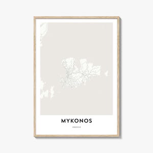 Karte von Mykonos Print, Mykonos Karte Geschenk, Mykonos Poster, Stadt Karte Kunstwerk für Zuhause & im Büro, Griechenland