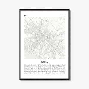 Sofia Poster, Newspaper Map Print, Bulgaria Wall Art