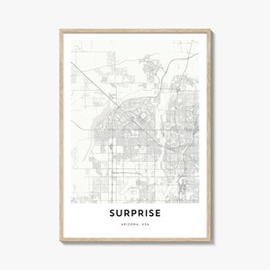 Mapa de impressão surpresa, presente de mapa surpresa, pôster surpresa, arte de mapa da cidade para casa e escritório, Arizona