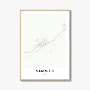Impression de carte de mesquite, cadeau de carte de mesquite, affiche de mesquite, oeuvre d'art de plan de ville pour la maison et le bureau, Nevada