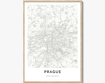 Prague Map Poster Print, Czechia Wall Art, Bohemia Decor, Vltava City Street Artwork