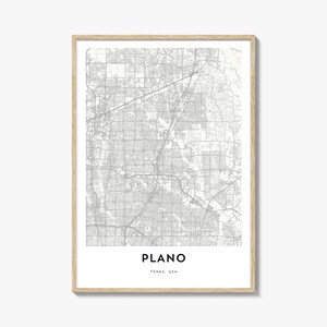 Mapa de Plano Impressão, Plano Mapa Presente, Plano Pôster, Mapa da Cidade Arte para Casa e Escritório, Texas