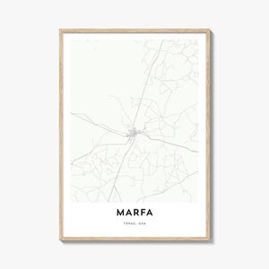 Map of Marfa Print, Marfa Map Gift, Marfa Poster, City Map Artwork for Home & Office, Texas