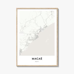 Impresión de mapa de Macaé, regalo de mapa de Macaé, póster de Macaé, obra de arte de mapa de la ciudad para el hogar y la oficina, Brasil