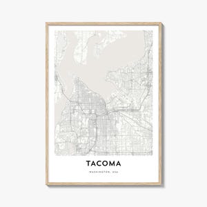 Karte von Tacoma Print, Tacoma Karte Geschenk, Tacoma Poster, Stadt Karte Kunstwerk für Zuhause & für das Büro, Washington