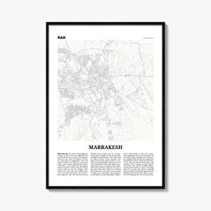 Pôster de Marrakech, Impressão de Mapa de Jornal, Arte de Parede de Marrocos