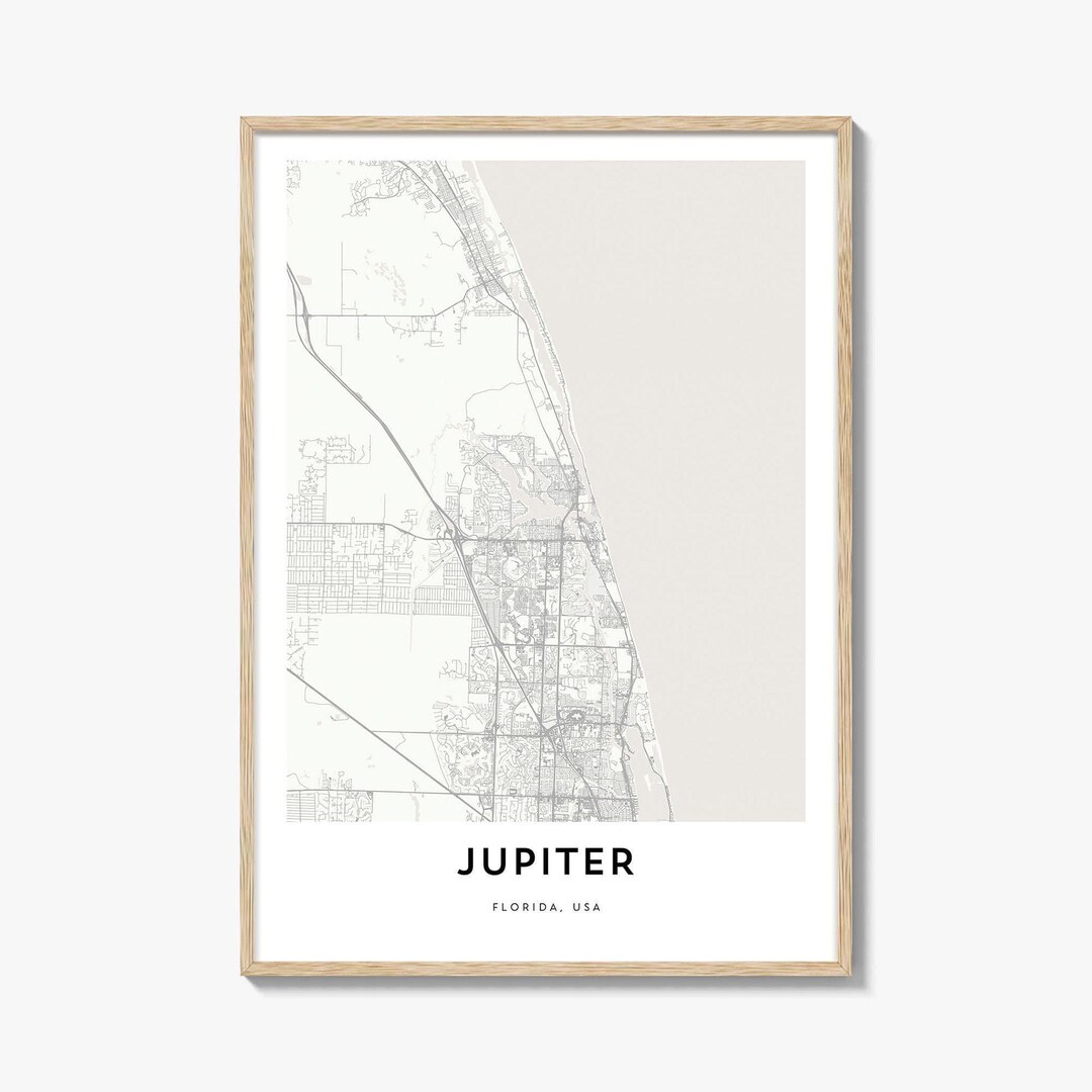 Jupiter Map Poster Print, Florida Wall Art, USA Decor, Palm Beach City ...