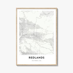 Redlands California Map Print: Cityscape Wall Art