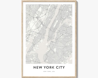 New York City Map Poster Print, NYC Wall Art, Manhattan Decor, New York City