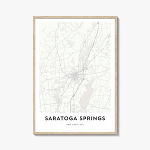 Impression de carte de Saratoga Springs, cadeau de carte de Saratoga Springs, affiche de Saratoga Springs, oeuvre d'art de carte de la ville pour la maison et le bureau, New York