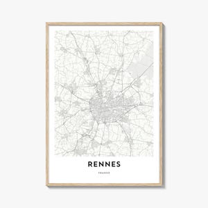 Rennes Map Poster Print, Brittany Wall Art, France Decor, Ille-et-Vilaine City Street Artwork