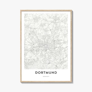 Dortmund Map Poster Print, Germany Wall Art, North Rhine-Westphalia Decor, Ruhr City Street Artwork