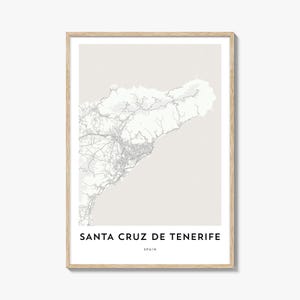 Map of Santa Cruz Spain Print, Santa Cruz Map Gift, Santa Cruz Poster, City Map Artwork for Home & Office,