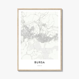 Map of Bursa Print, Bursa Map Gift, Bursa Poster, City Map Artwork for Home & Office, Turkey