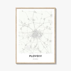 Plovdiv Map Poster Print, Bulgaria Wall Art, Thrace Decor, Ancient City Street Artwork
