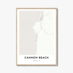 Impression de carte de Cannon Beach, cadeau de carte de Cannon Beach, affiche de Cannon Beach, oeuvre d'art de carte de la ville pour la maison et le bureau, Oregon