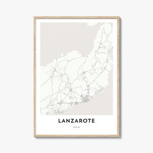 Lanzarote Karte Print, Lanzarote Karte Geschenk, Lanzarote Poster, Stadt Karte Kunstwerk für Zuhause & im Büro, Spanien