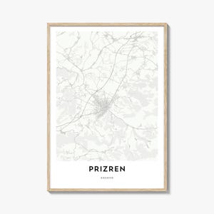 Mapa de Prizren Impressão, Mapa de Prizren Presente, Pôster de Prizren, Arte de Mapa da Cidade para Casa e Escritório, Kosovo