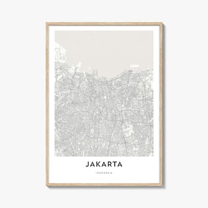 Map of Jakarta Print, Jakarta Map Gift, Jakarta Poster, City Map Artwork for Home & Office, Indonesia