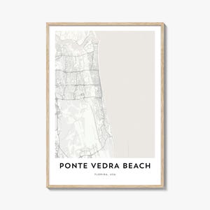 Impression de carte de la plage de Ponte Vedra, cadeau de carte de la plage de Ponte Vedra, affiche de la plage de Ponte Vedra, oeuvre d'art de carte de la ville pour la maison et le bureau, Floride