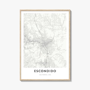 Map of Escondido Print, Escondido Map Gift, Escondido Poster, City Map Artwork for Home & Office, California