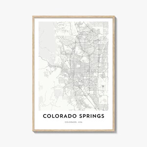 Impression de carte de Colorado Springs, cadeau de carte de Colorado Springs, affiche de Colorado Springs, oeuvre d'art de plan de la ville pour la maison et le bureau, Colorado