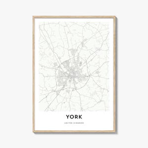 Map of York Print, York Map Gift, York Poster, City Map Artwork for Home & Office, United Kingdom