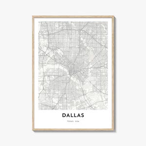 Map of Dallas Print, Dallas Map Gift, Dallas Poster, City Map Artwork for Home & Office, Texas