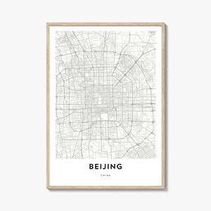 Mapa de Pequim Impressão, Presente de Mapa de Pequim, Pôster de Pequim, Arte de Mapa da Cidade para Casa e Escritório, China
