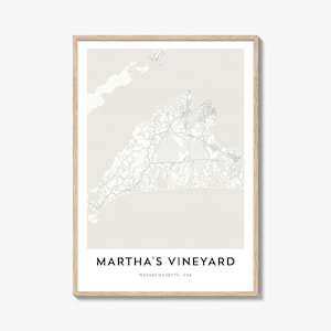 Marthas Vineyard Map Print: Massachusetts City Map Artwork