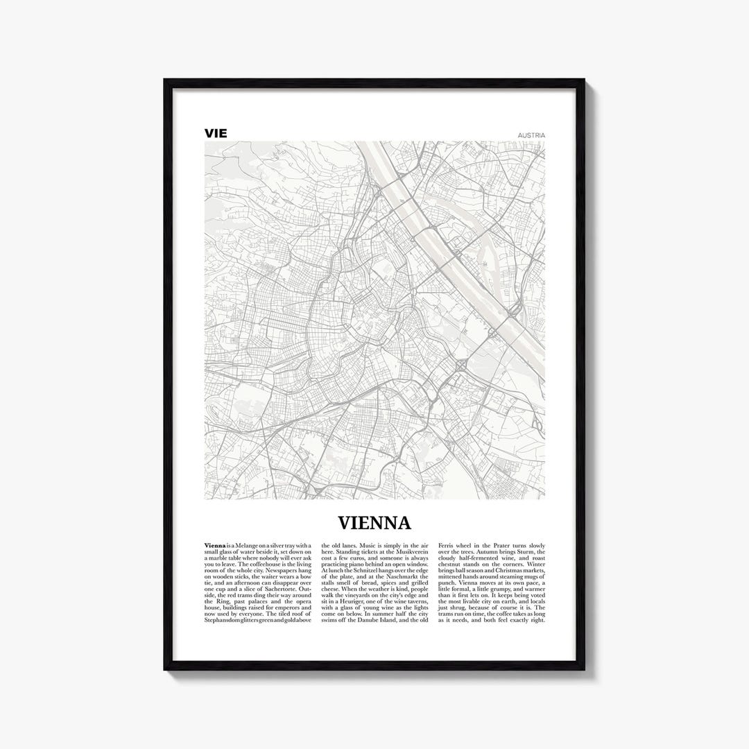 vianina ワールドマップ　ポスター　50cm x 70cm Vienna Map Print, Newspaper Poster, City Travel Wall Art Decor - Etsy