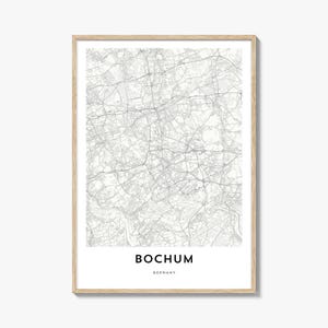 Mapa de Bochum Impressão, Mapa de Bochum Presente, Cartaz de Bochum, Mapa da Cidade Arte para Casa e Escritório, Alemanha
