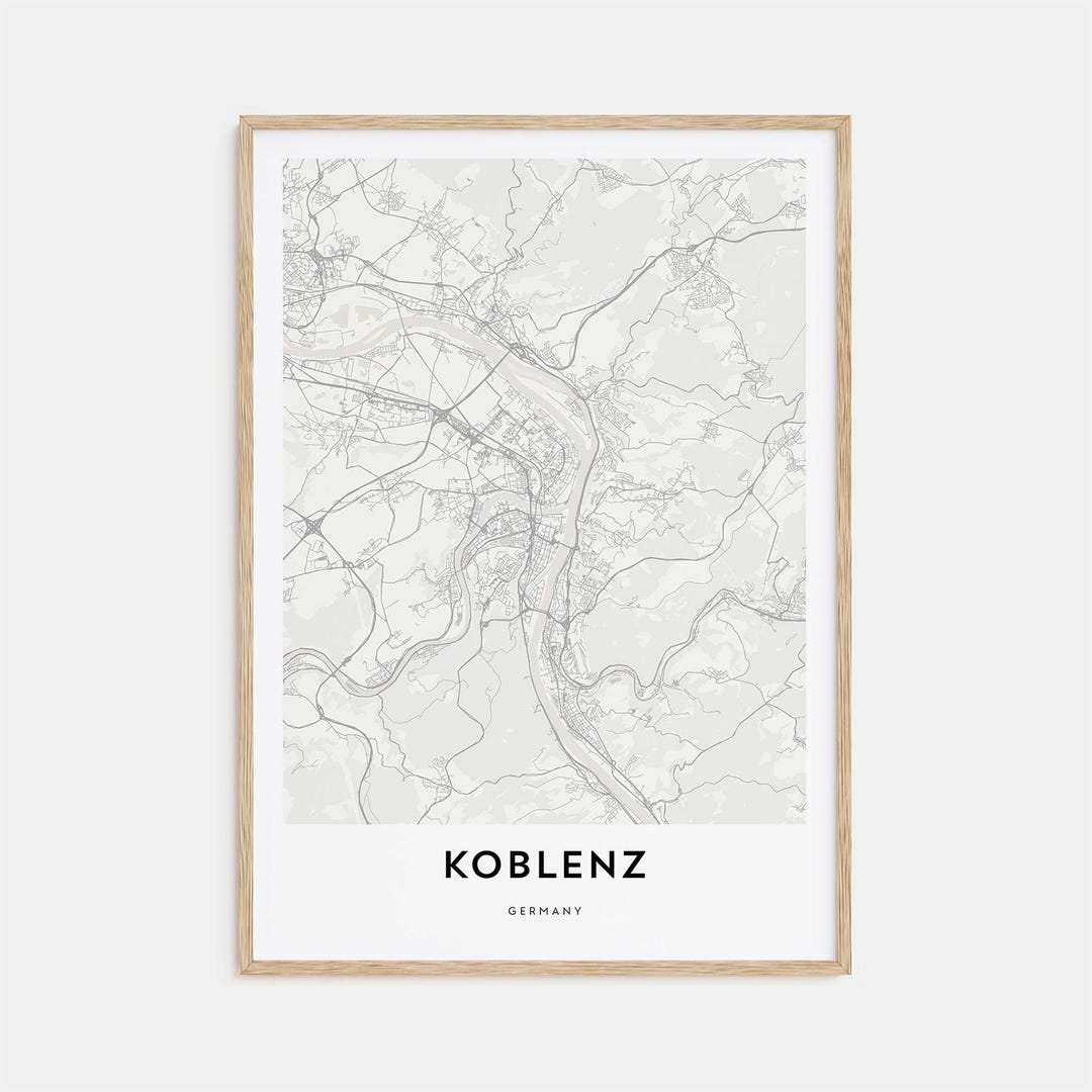 Map of Koblenz Print, Koblenz Map Gift, Koblenz Poster, City Map Artwork for Home &amp; Office ...