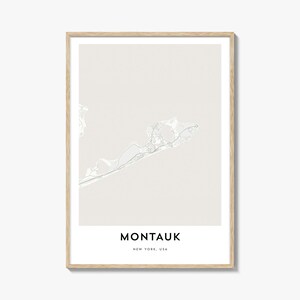 Impression de carte de Montauk, cadeau carte de Montauk, affiche de Montauk, oeuvre d'art de plan de la ville pour la maison et le bureau, New York