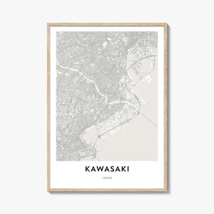 川崎市地図プリント：日本の都市地図アートワーク