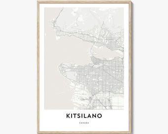 Kitsilano Map Poster Print, Vancouver Wall Art, British Columbia Decor, Canada City Street Artwork